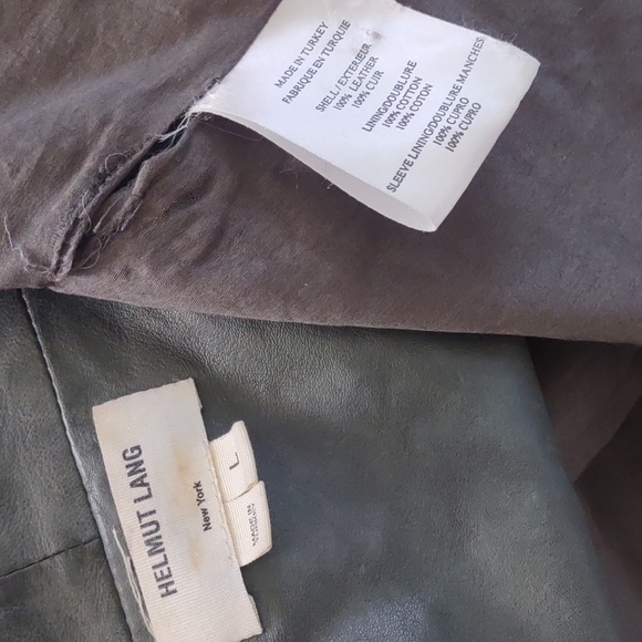 Helmut Lang Asymmetrical Waxed Leather Jacket - Size LARGE - Picture 12 of 16